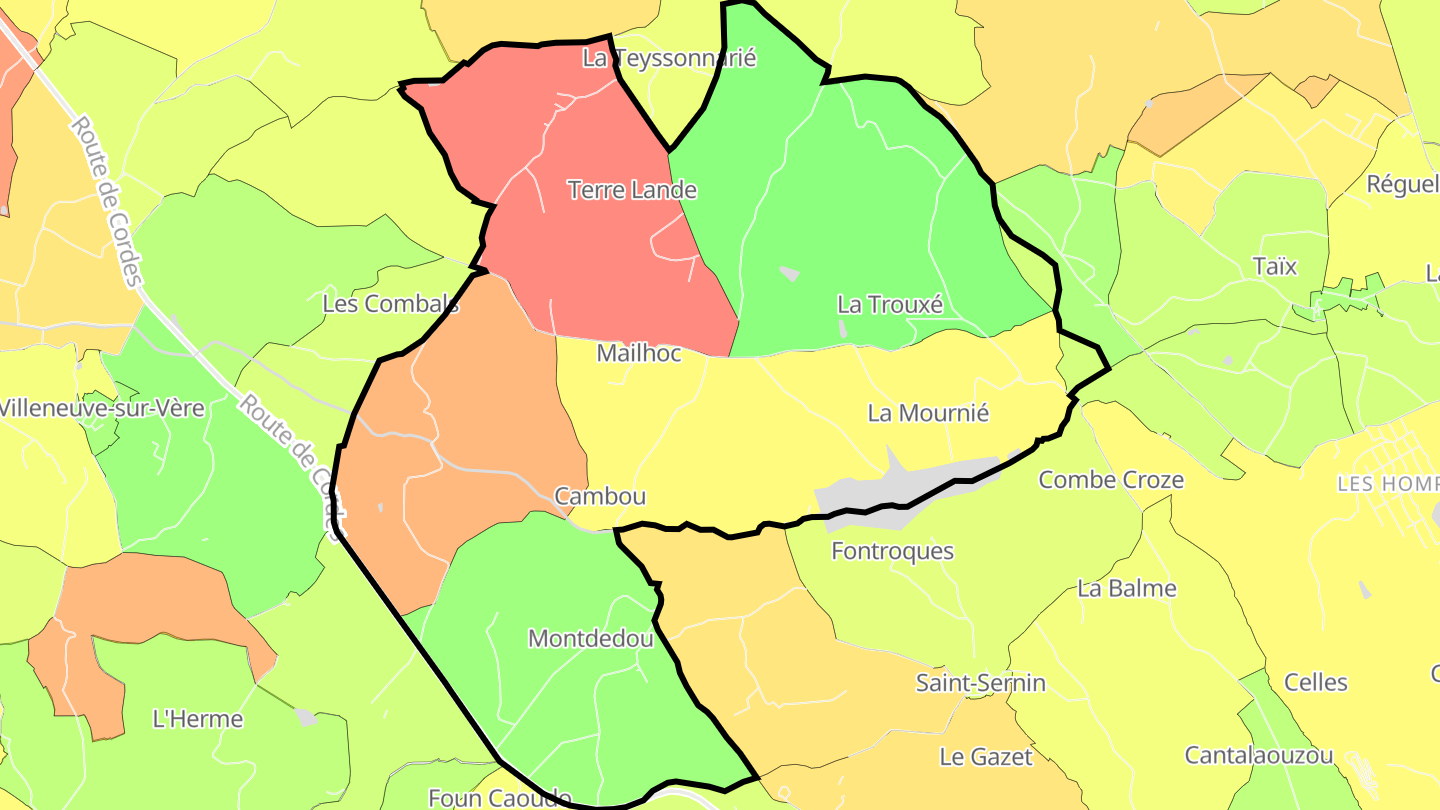 Carte des prix de l'immobilier Mailhoc