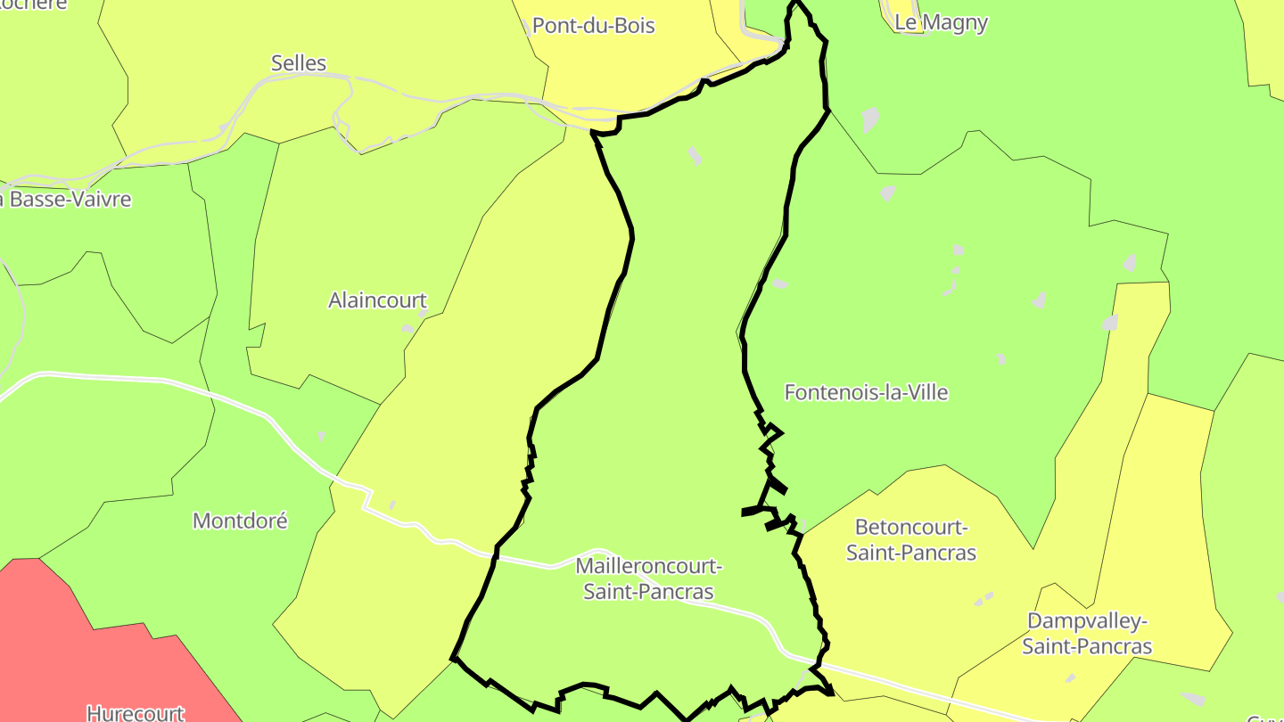 Carte des prix de l'immobilier Mailleroncourt-Saint-Pancras