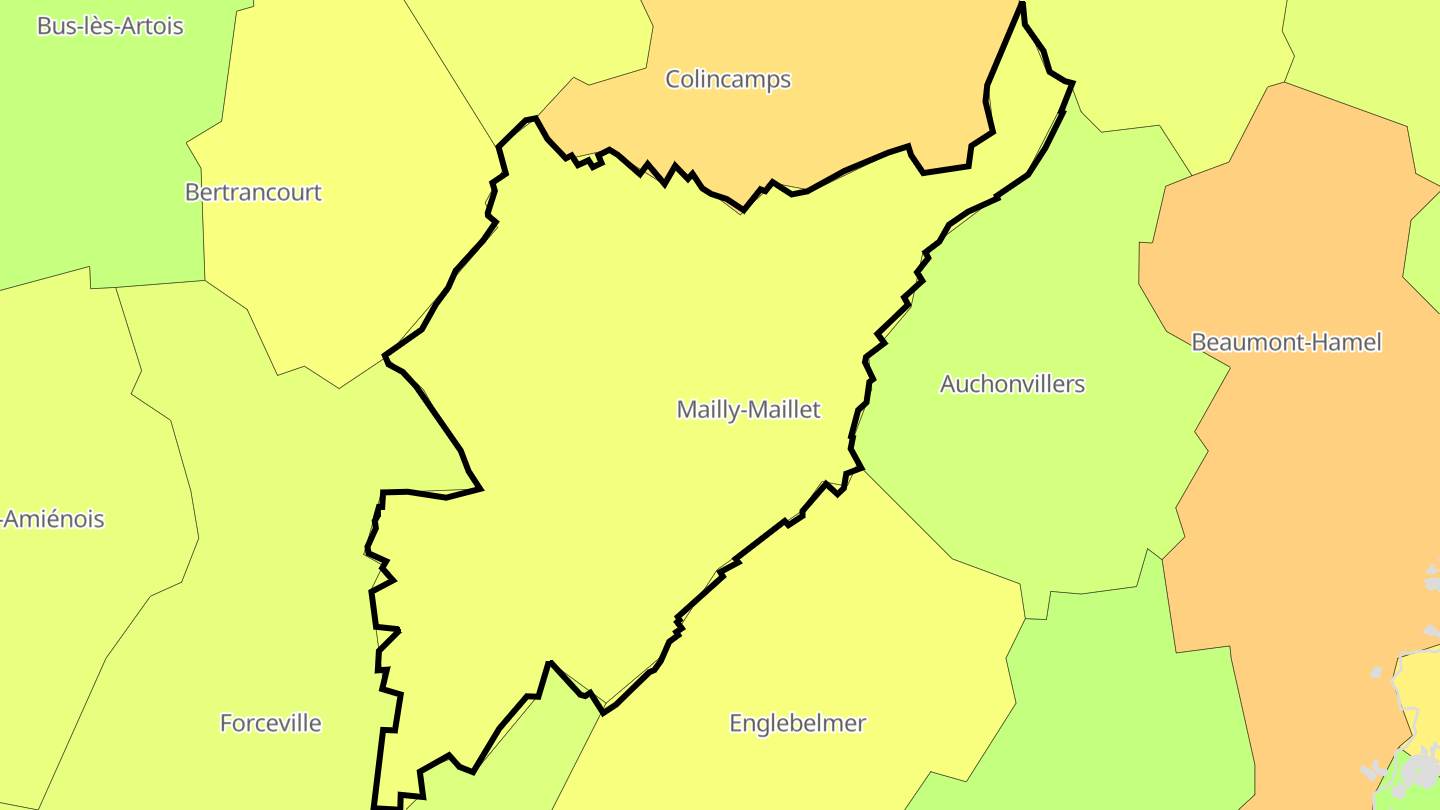 Carte des prix de l'immobilier Mailly-Maillet