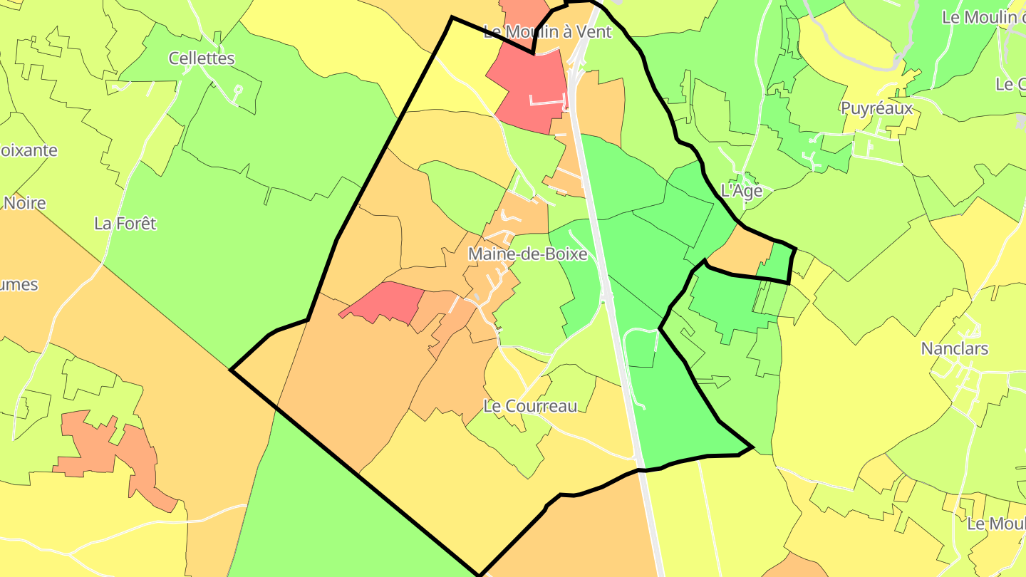 Carte des prix de l'immobilier Maine-de-Boixe