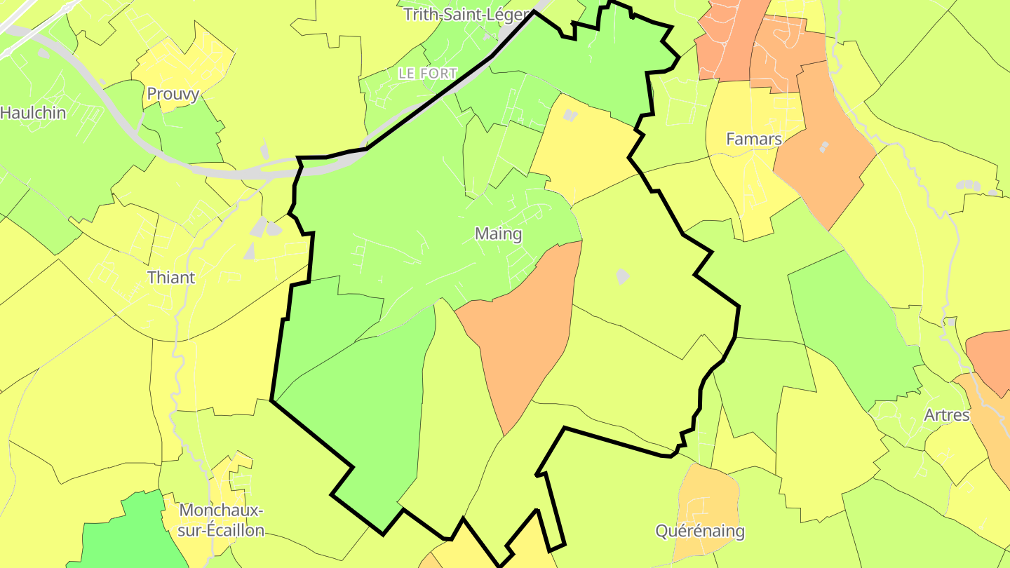 Carte des prix de l'immobilier Maing