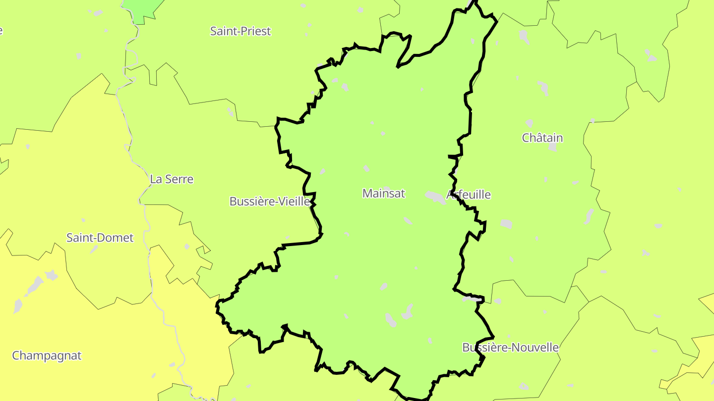 Carte des prix de l'immobilier Mainsat