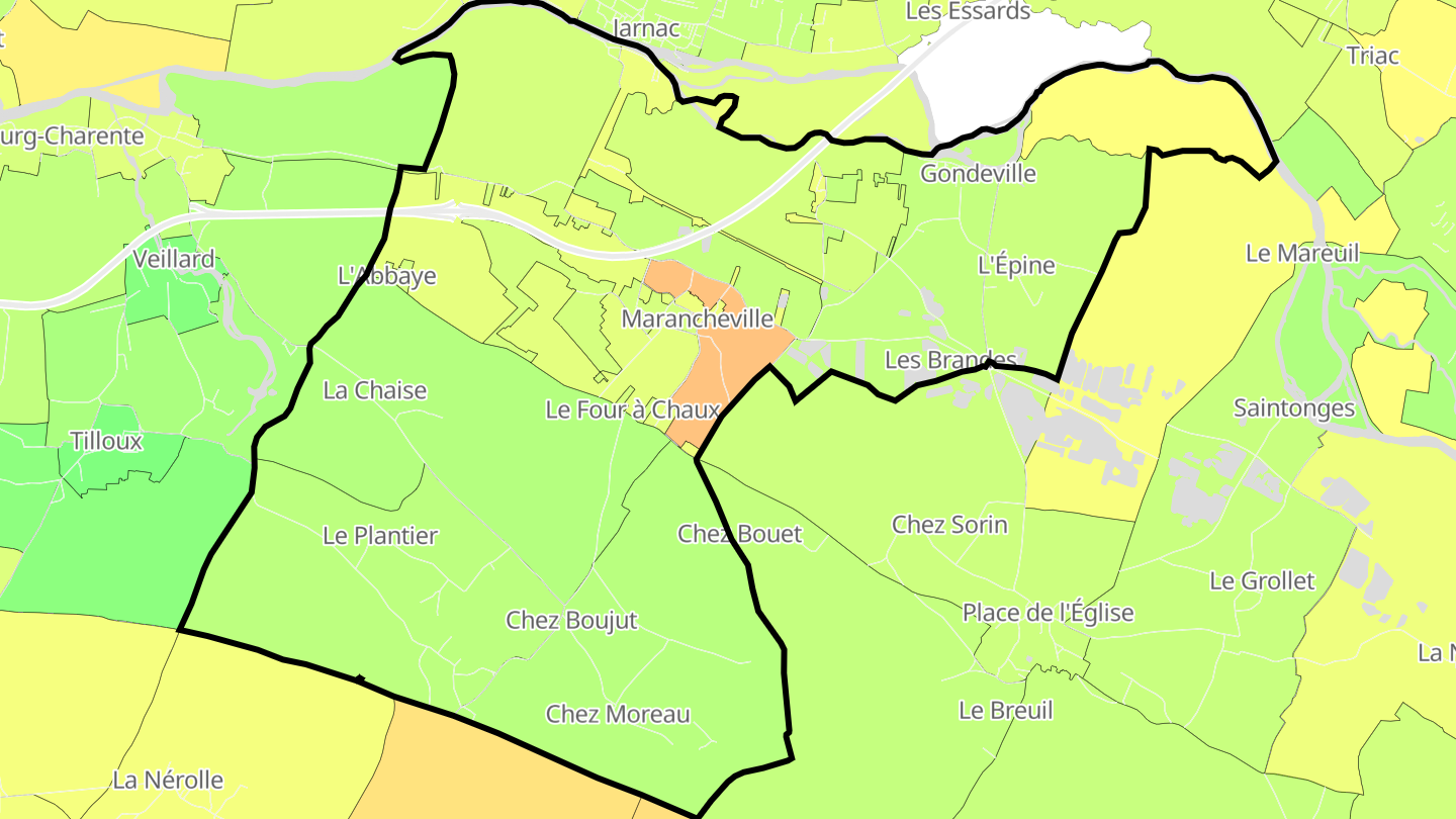 Carte des prix de l'immobilier Mainxe-Gondeville