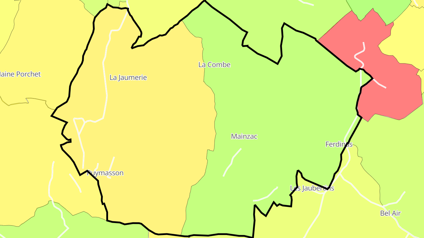 Carte des prix de l'immobilier Mainzac