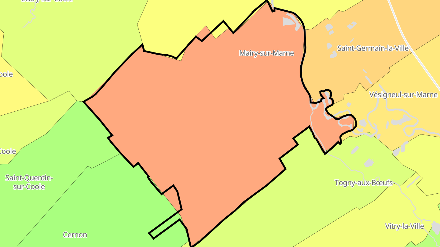 Carte des prix de l'immobilier Mairy-sur-Marne