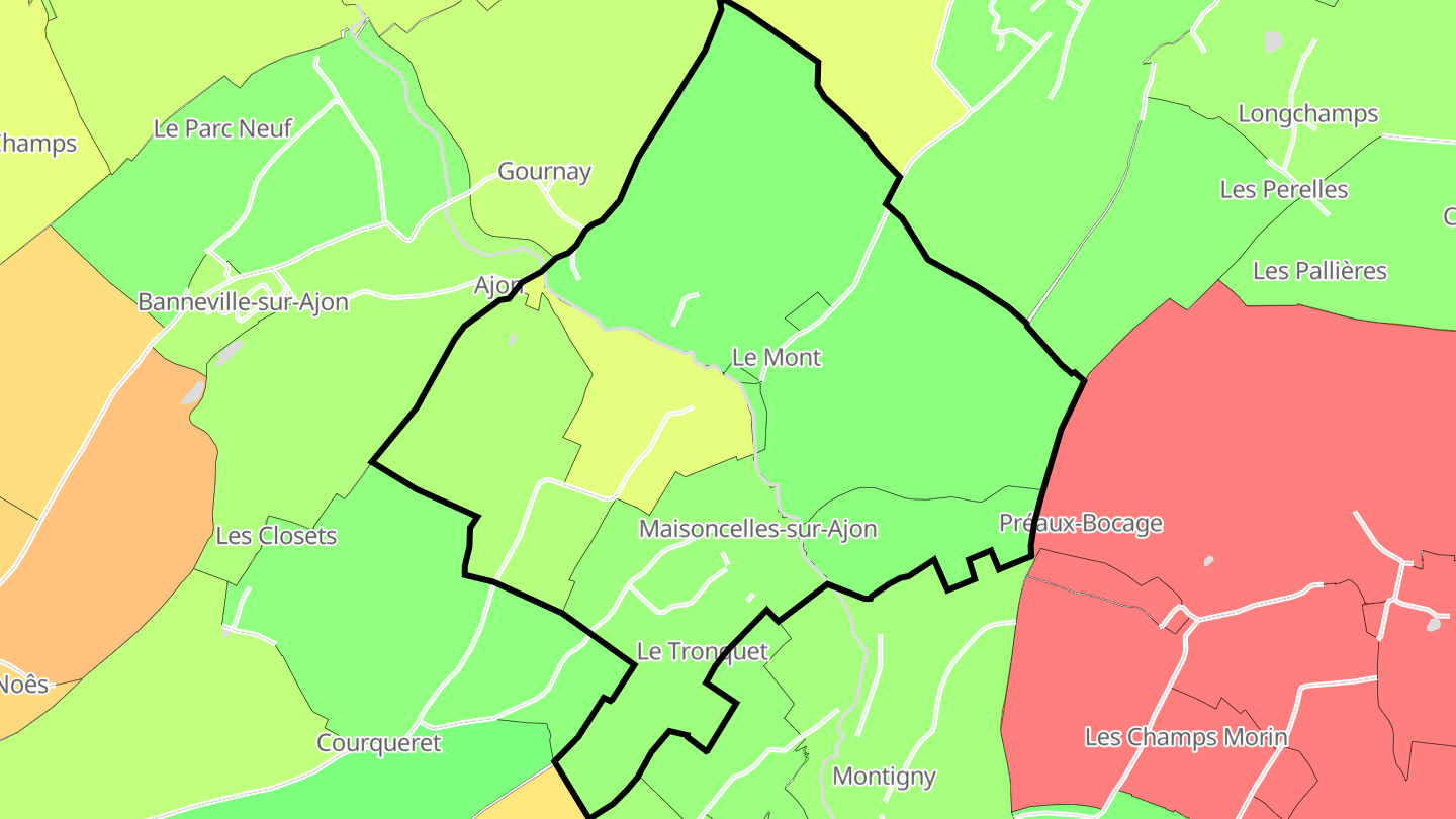 Carte des prix de l'immobilier Maisoncelles-sur-Ajon