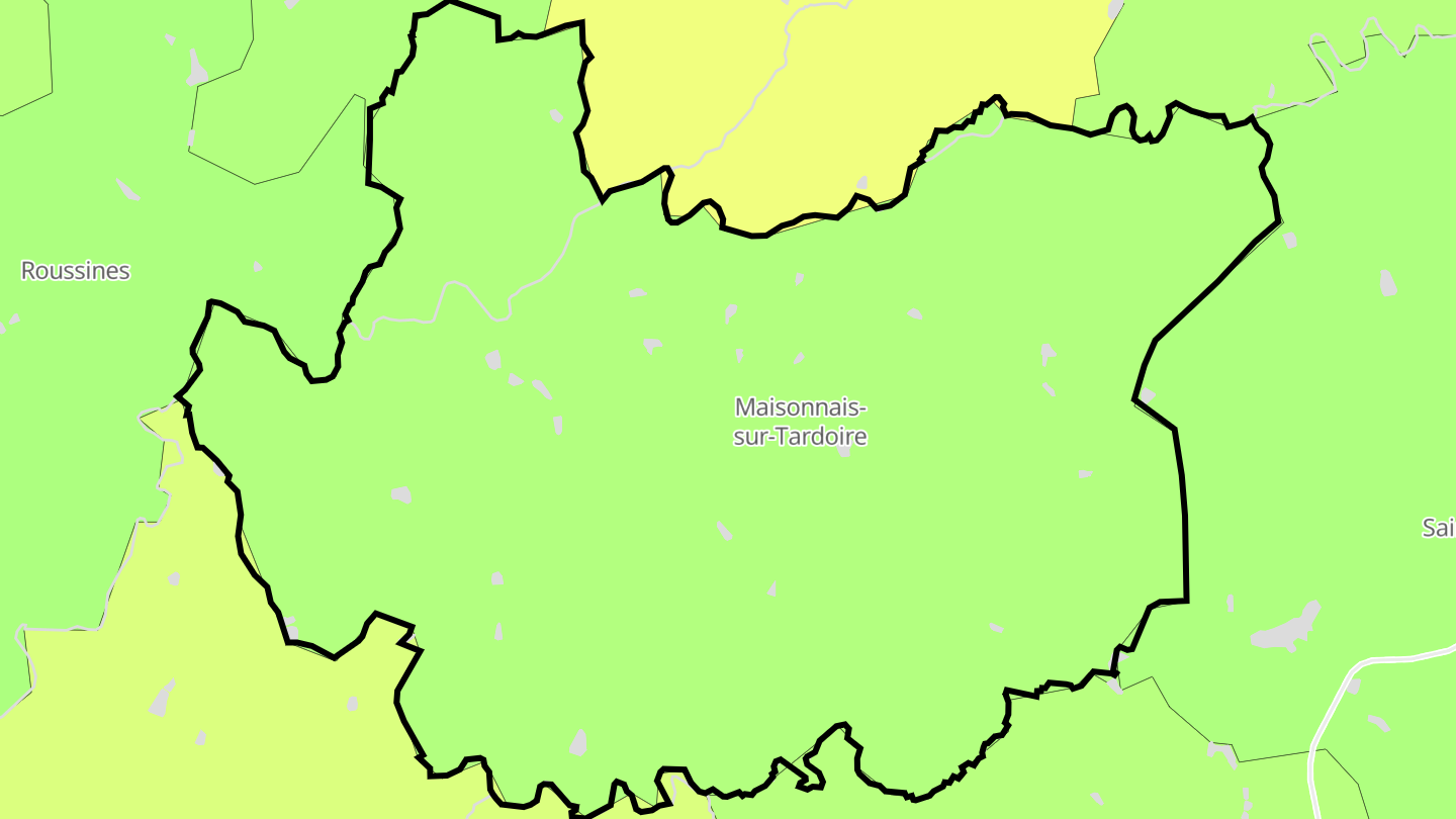 Carte des prix de l'immobilier Maisonnais-sur-Tardoire