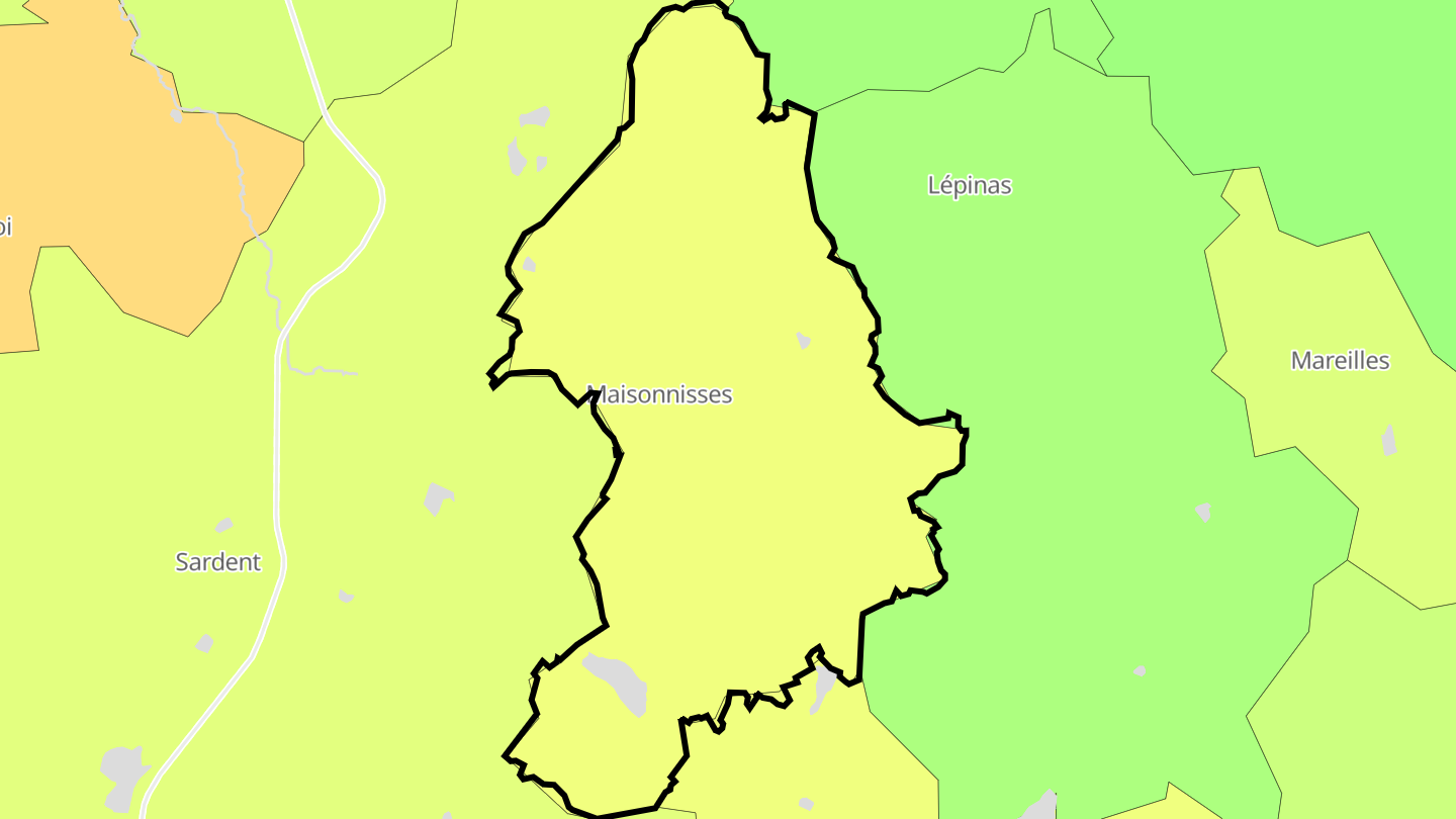 Carte des prix de l'immobilier Maisonnisses