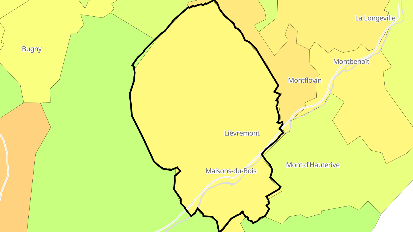 Carte des prix de l'immobilier Maisons-du-Bois-Lièvremont