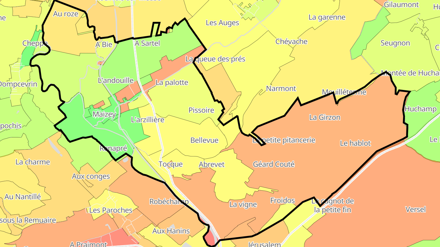 Carte des prix de l'immobilier Maizey