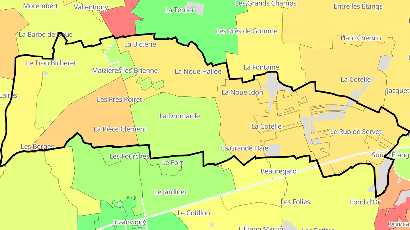 Carte des prix de l'immobilier Maizières-lès-Brienne
