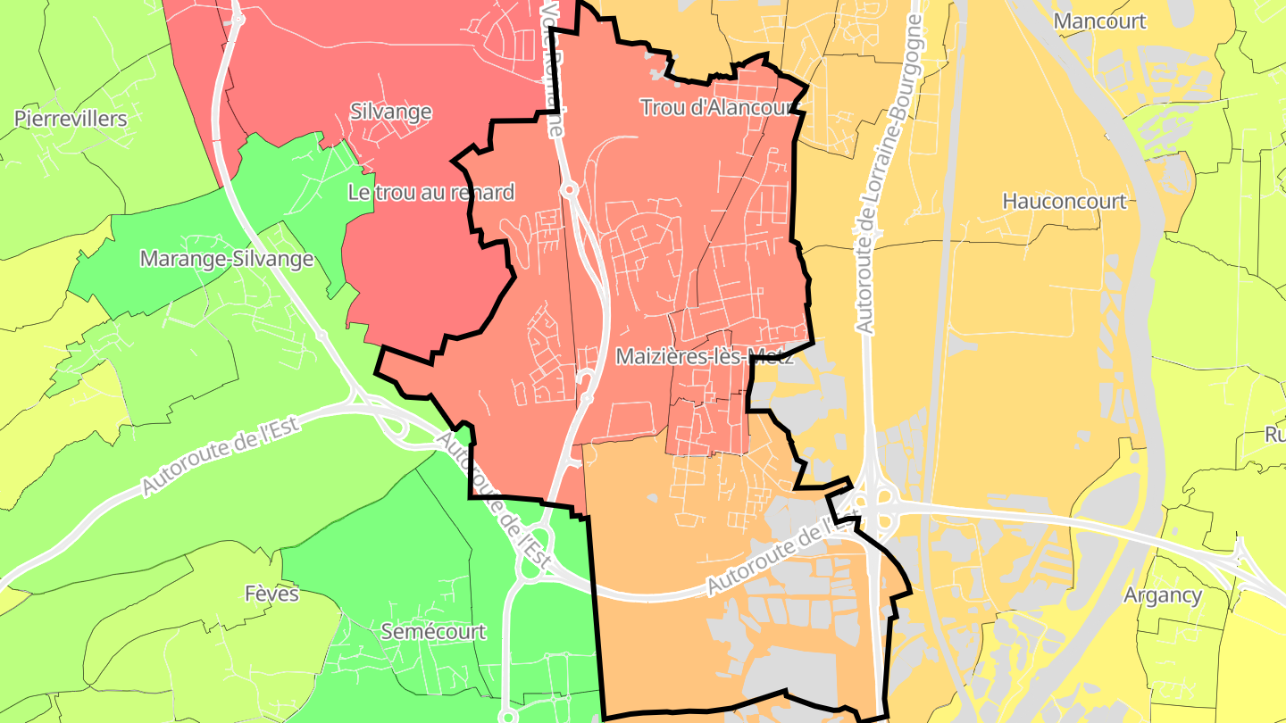 Carte des prix de l'immobilier Maizières-lès-Metz