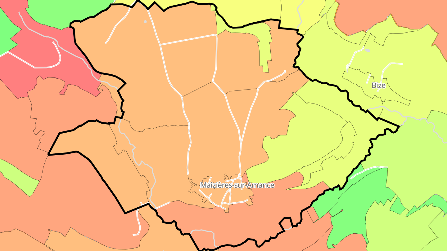 Carte des prix de l'immobilier Maizières-sur-Amance