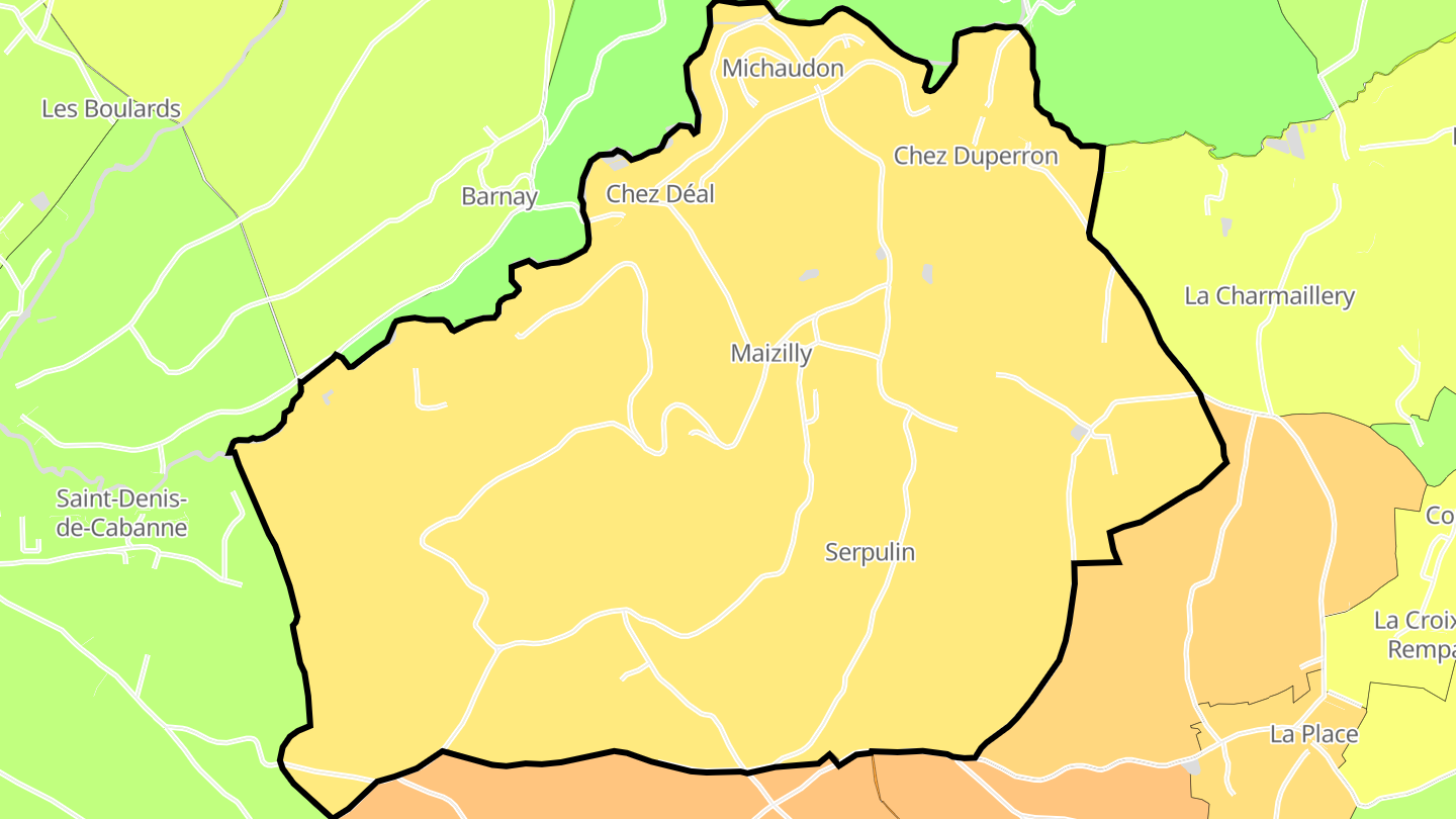 Carte des prix de l'immobilier Maizilly