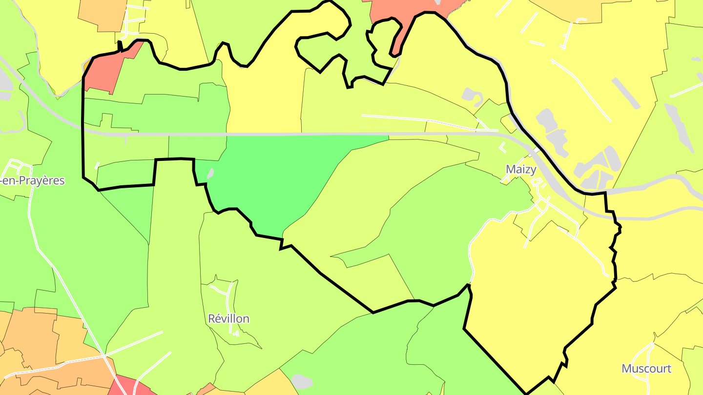 Carte des prix de l'immobilier Maizy