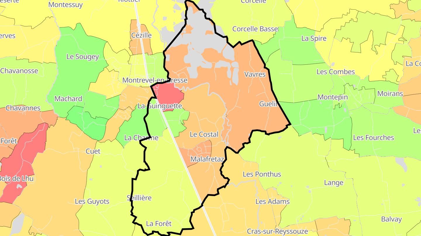 Carte des prix de l'immobilier Malafretaz