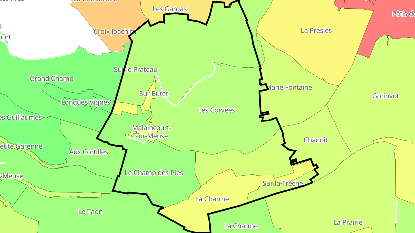 Carte des prix de l'immobilier Malaincourt-sur-Meuse