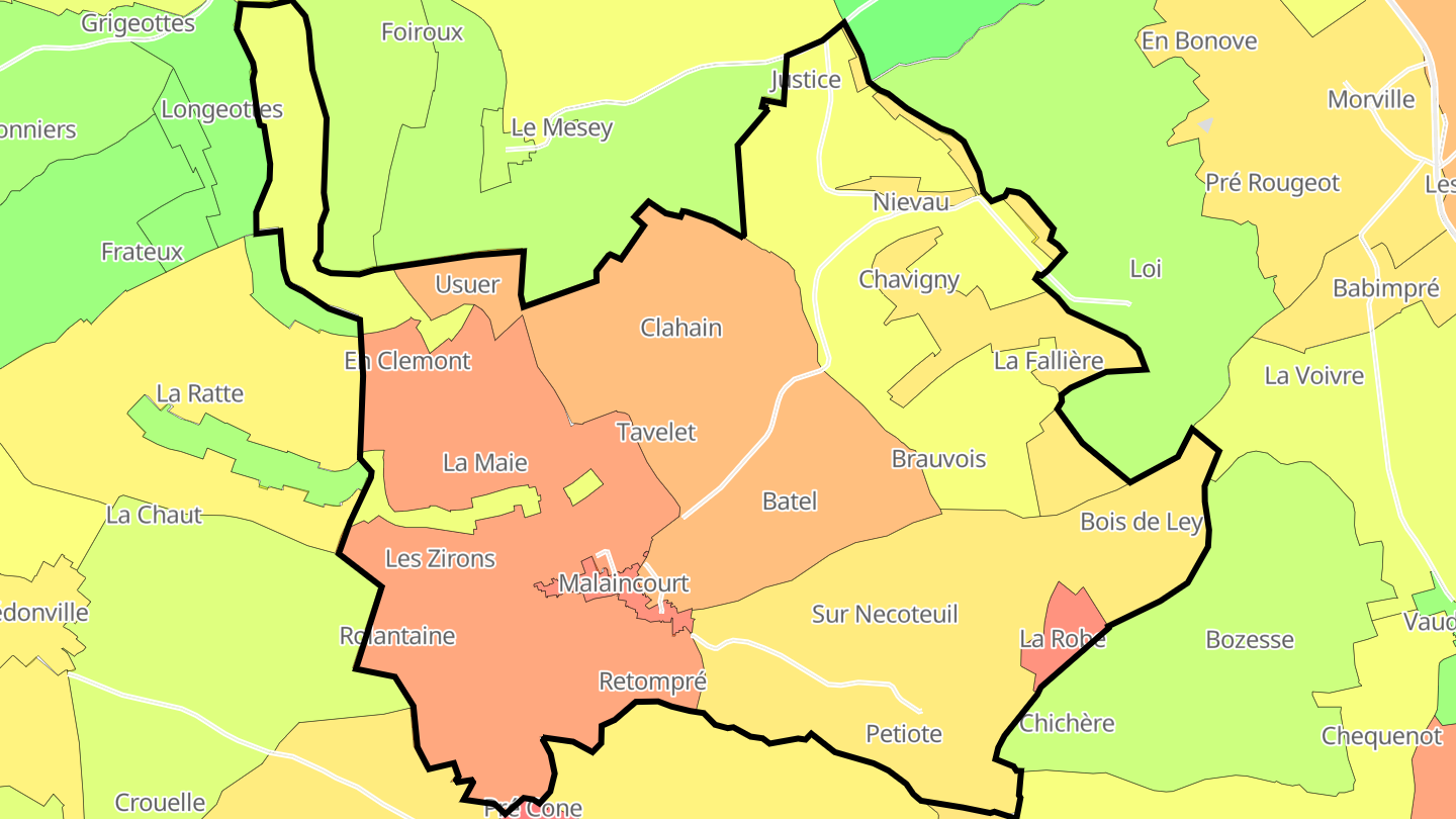 Carte des prix de l'immobilier Malaincourt