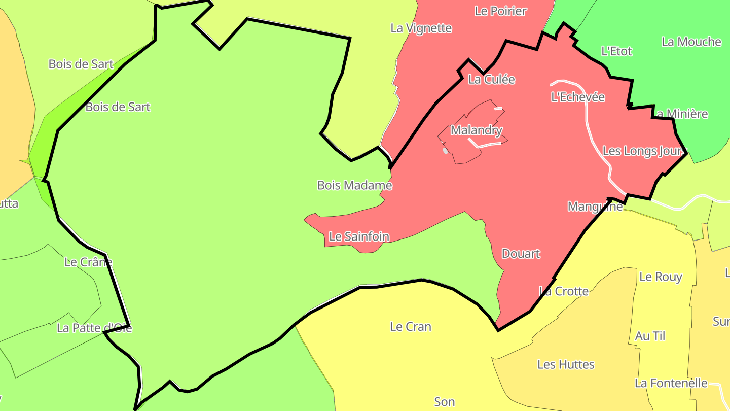 Carte des prix de l'immobilier Malandry