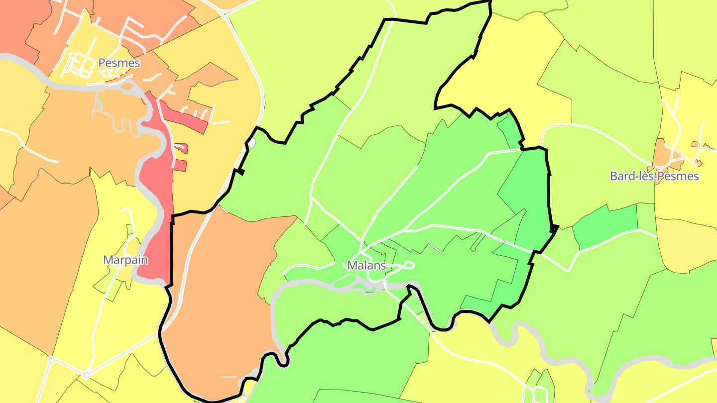 Carte des prix de l'immobilier Malans