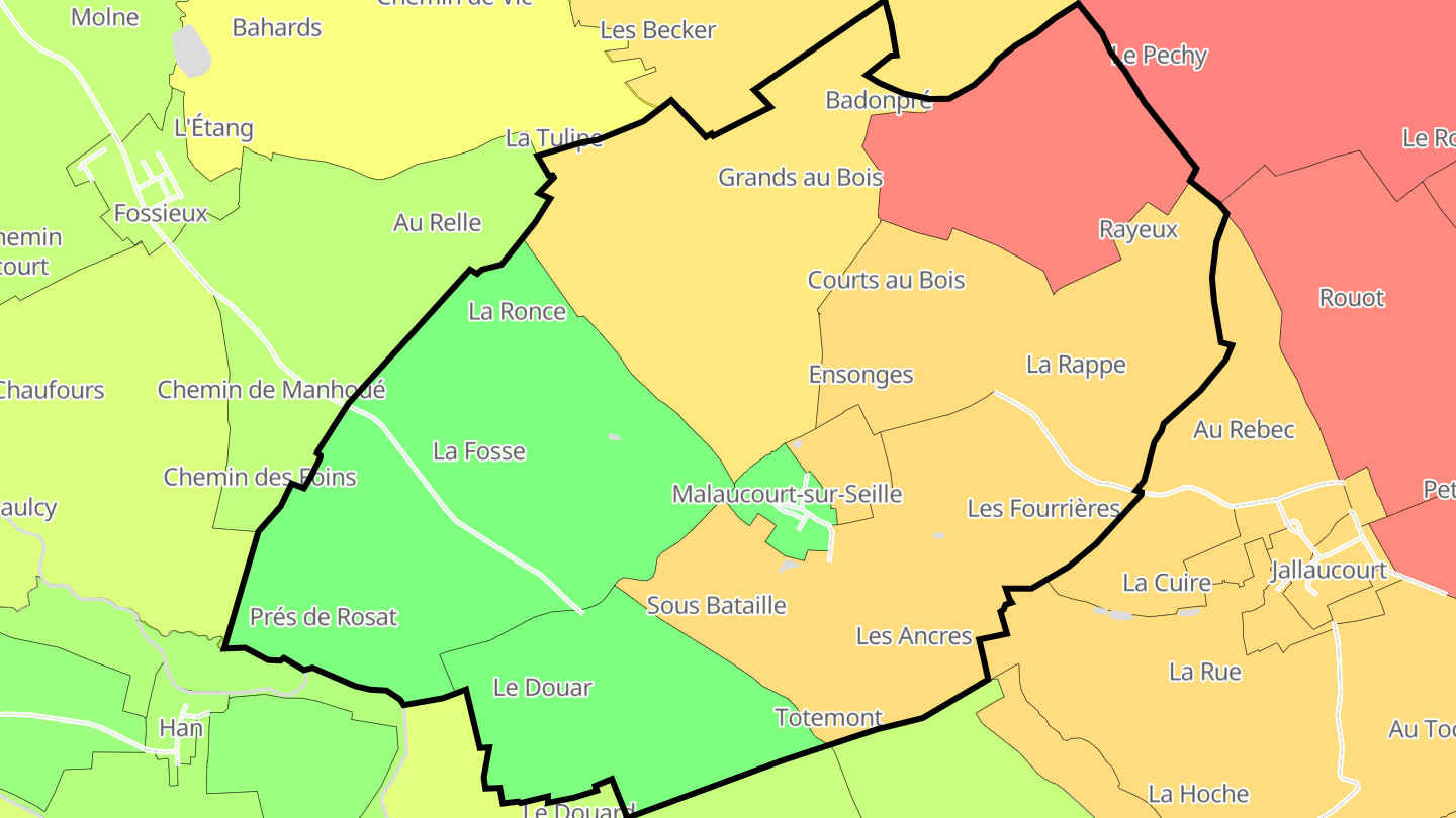 Carte des prix de l'immobilier Malaucourt-sur-Seille