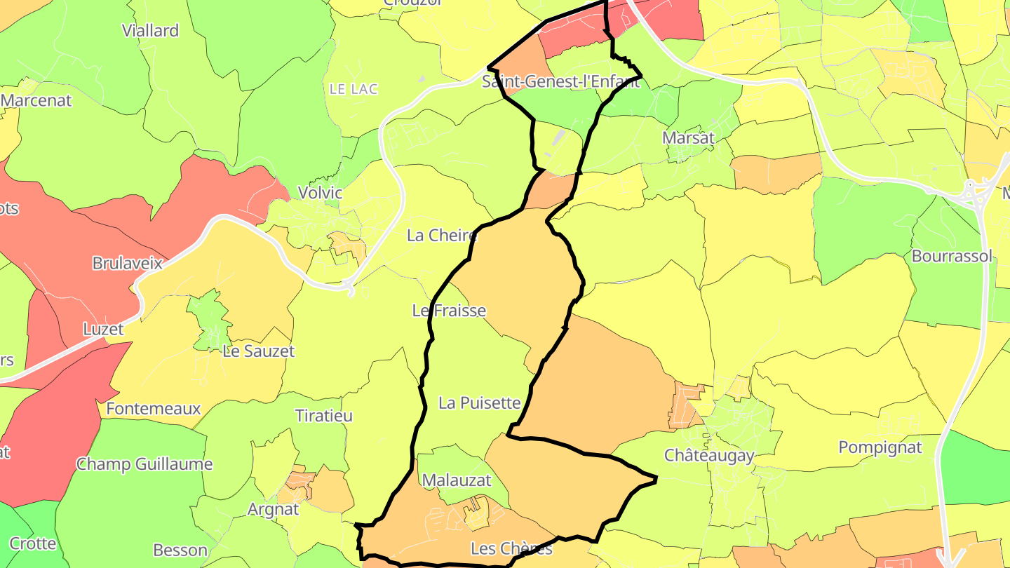 Carte des prix de l'immobilier Malauzat