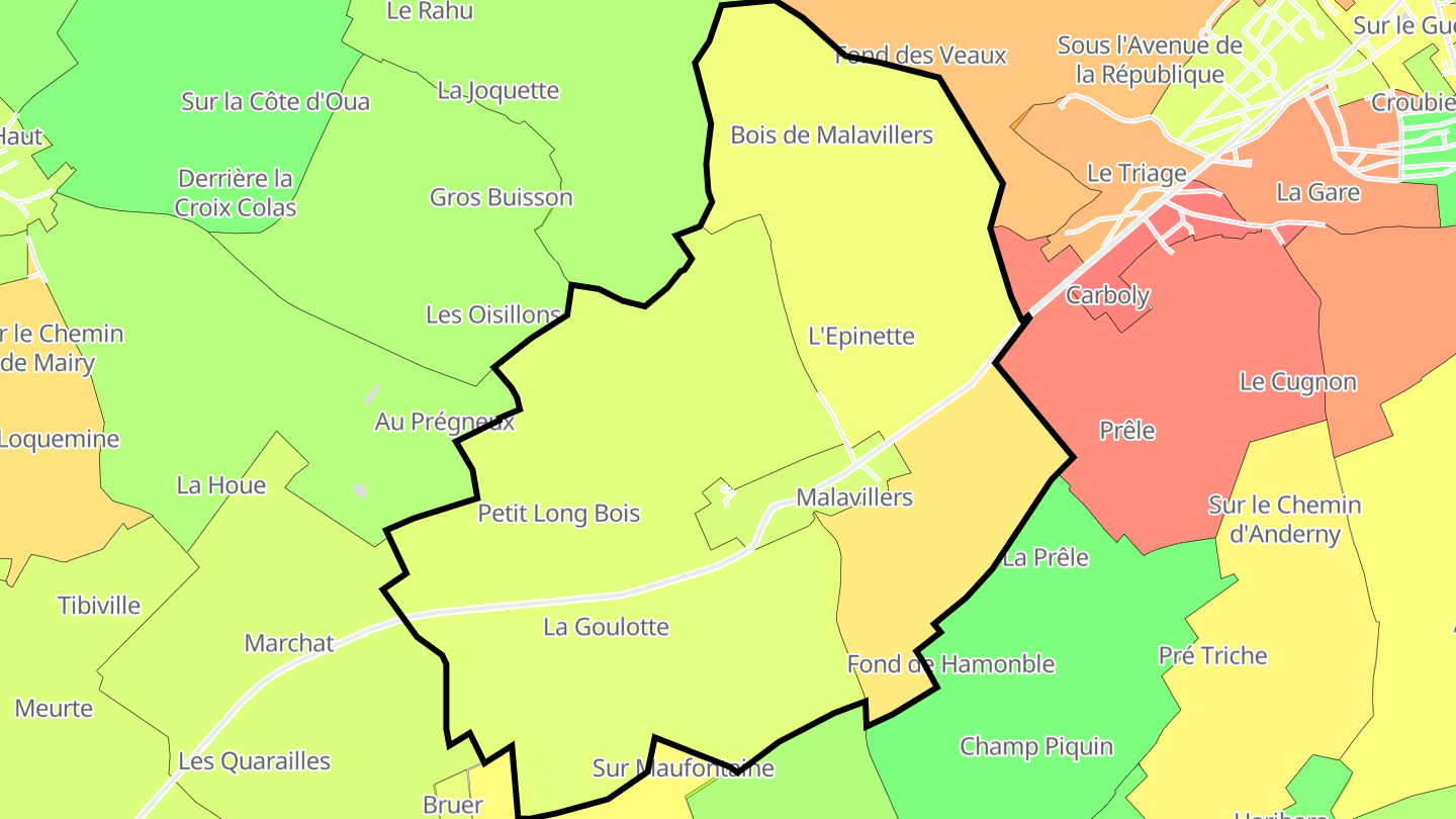 Carte des prix de l'immobilier Malavillers