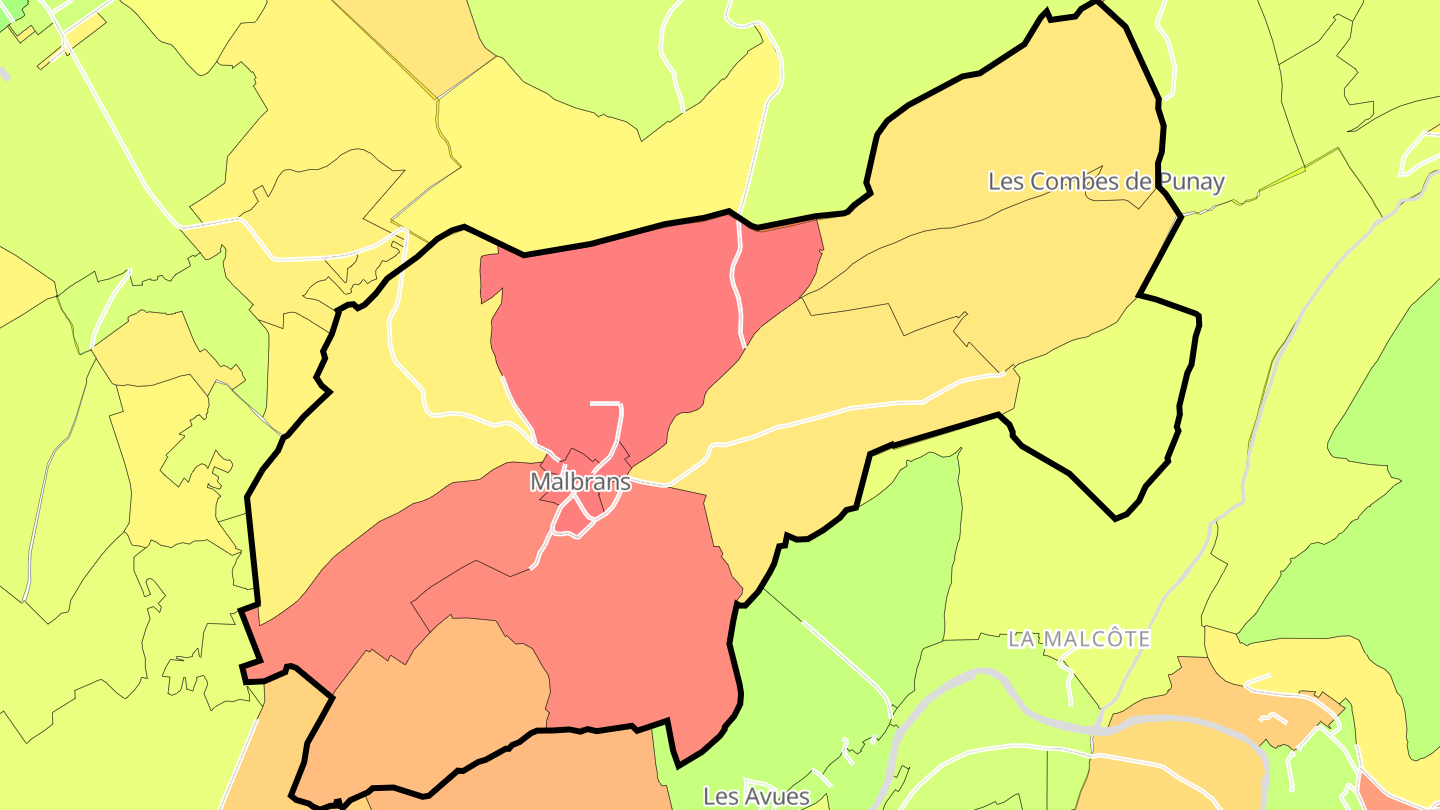 Carte des prix de l'immobilier Malbrans