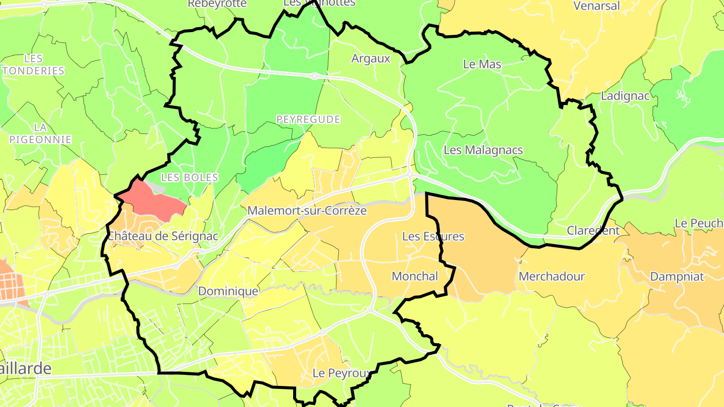 Carte des prix de l'immobilier Malemort-sur-Corrèze