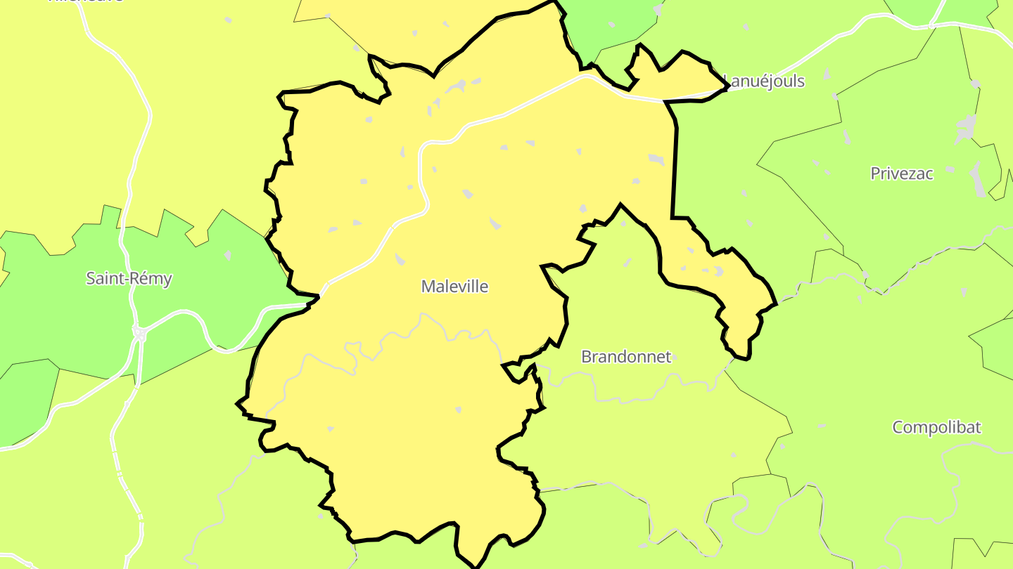 Carte des prix de l'immobilier Maleville