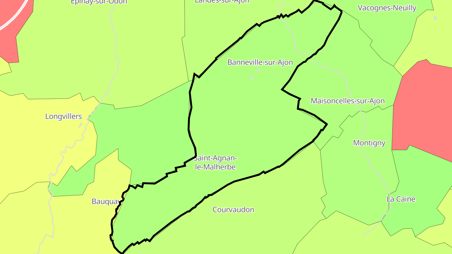 Carte des prix de l'immobilier Malherbe-sur-Ajon