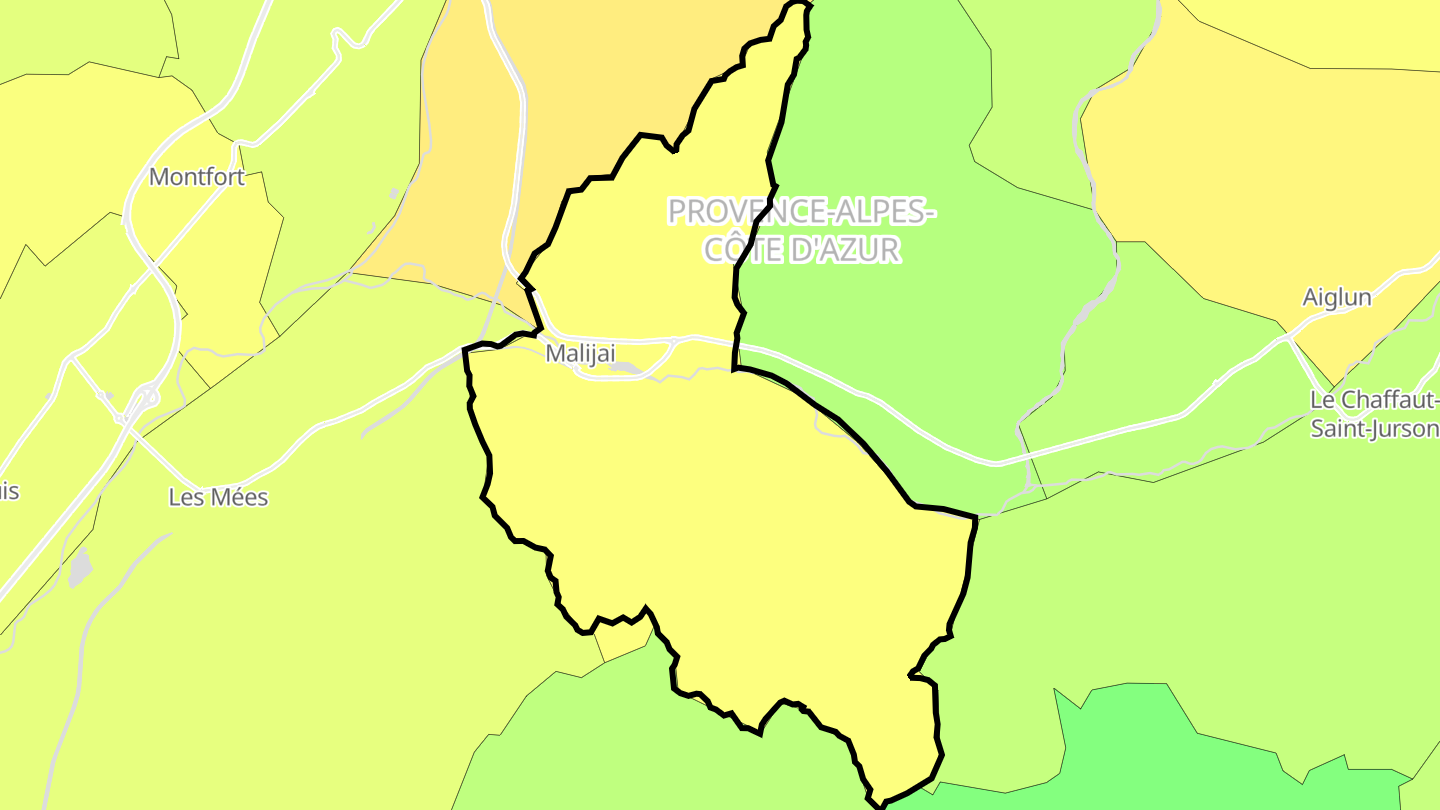 Carte des prix de l'immobilier Malijai