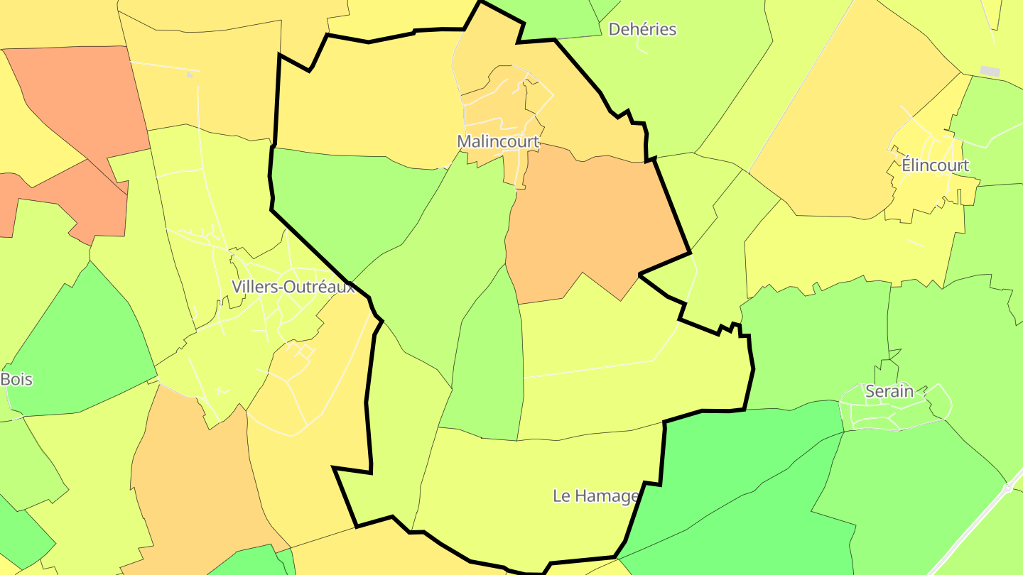 Carte des prix de l'immobilier Malincourt