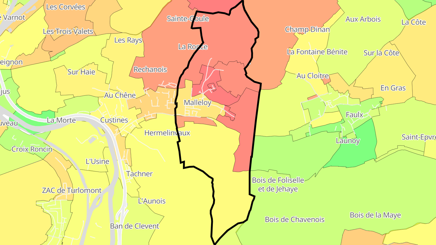 Carte des prix de l'immobilier Malleloy