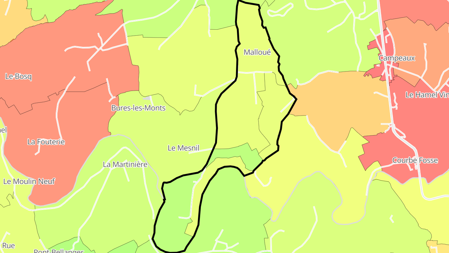 Carte des prix de l'immobilier Malloué