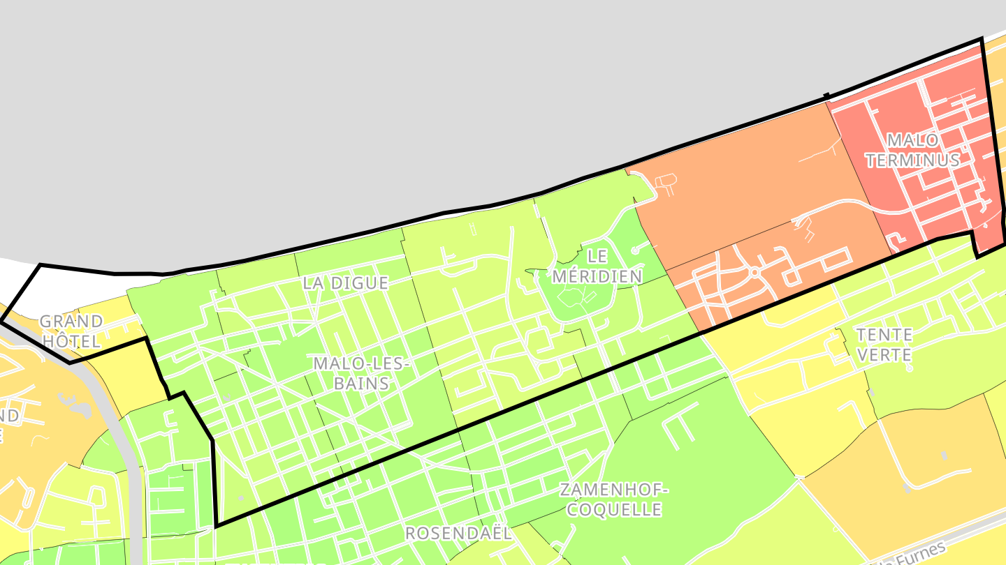Carte des prix de l'immobilier Malo-les-Bains