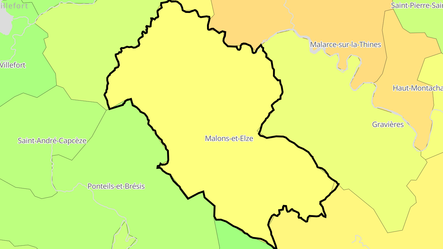 Carte des prix de l'immobilier Malons-et-Elze