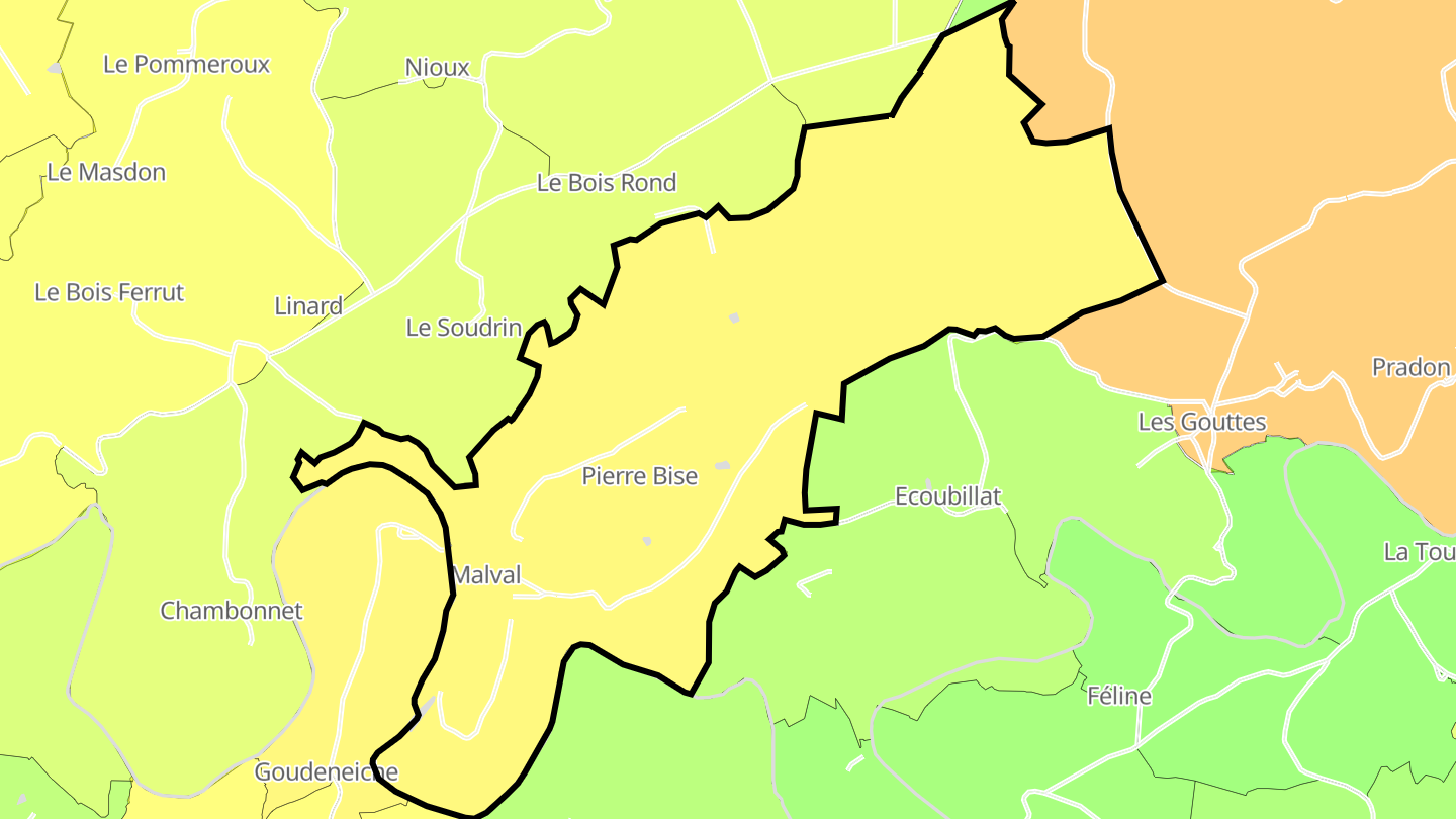 Carte des prix de l'immobilier Malval