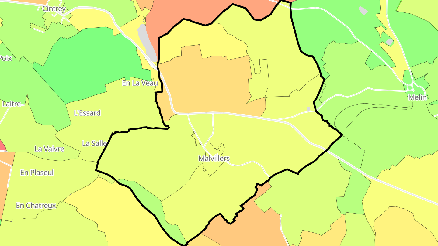 Carte des prix de l'immobilier Malvillers