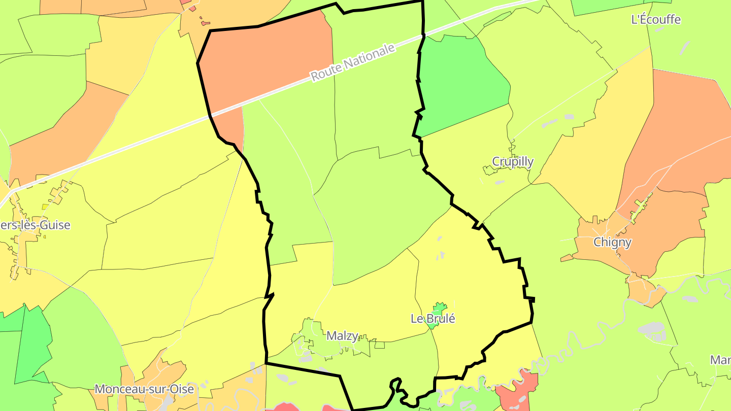 Carte des prix de l'immobilier Malzy