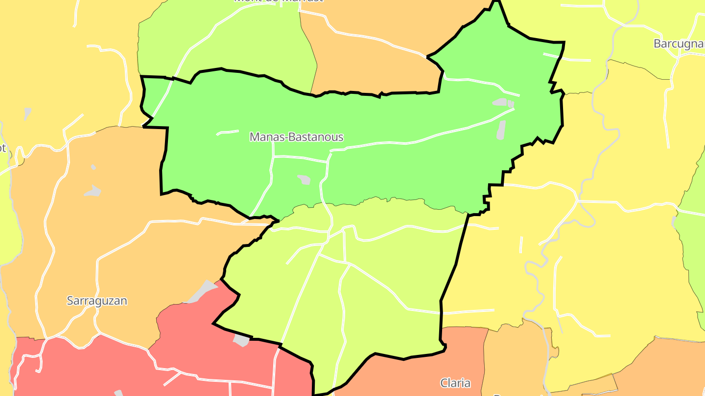 Carte des prix de l'immobilier Manas-Bastanous