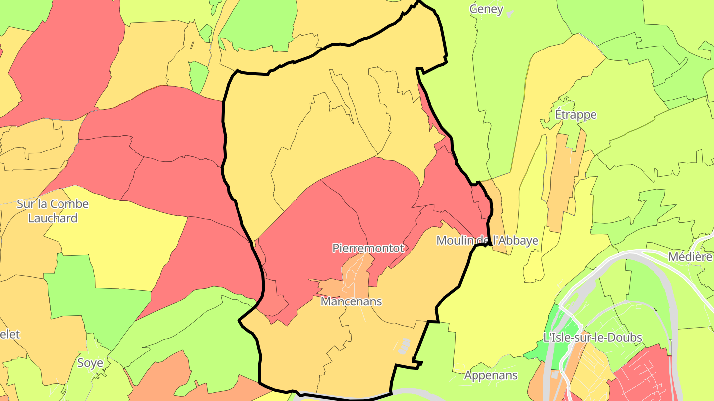 Carte des prix de l'immobilier Mancenans