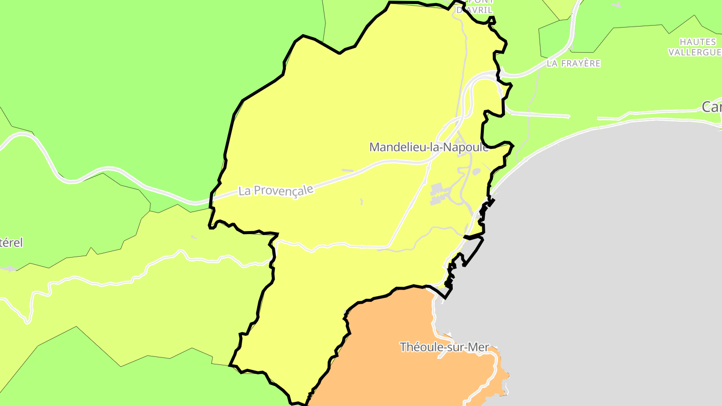Carte des prix de l'immobilier Mandelieu-la-Napoule