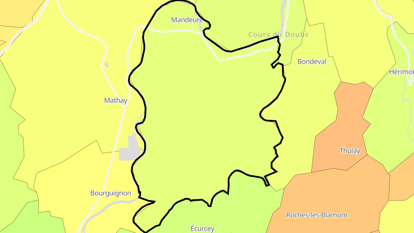 Carte des prix de l'immobilier Mandeure
