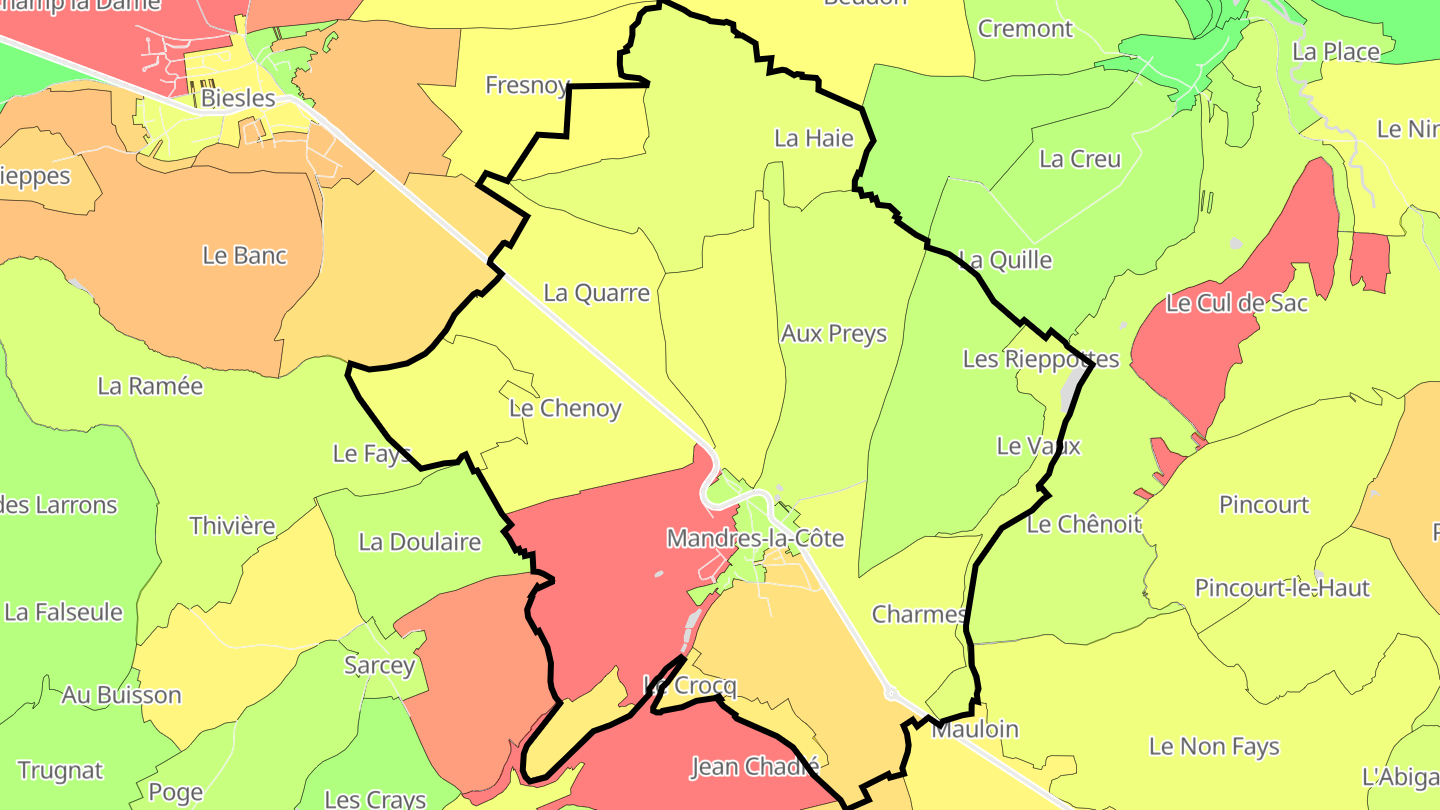 Carte des prix de l'immobilier Mandres-la-Côte
