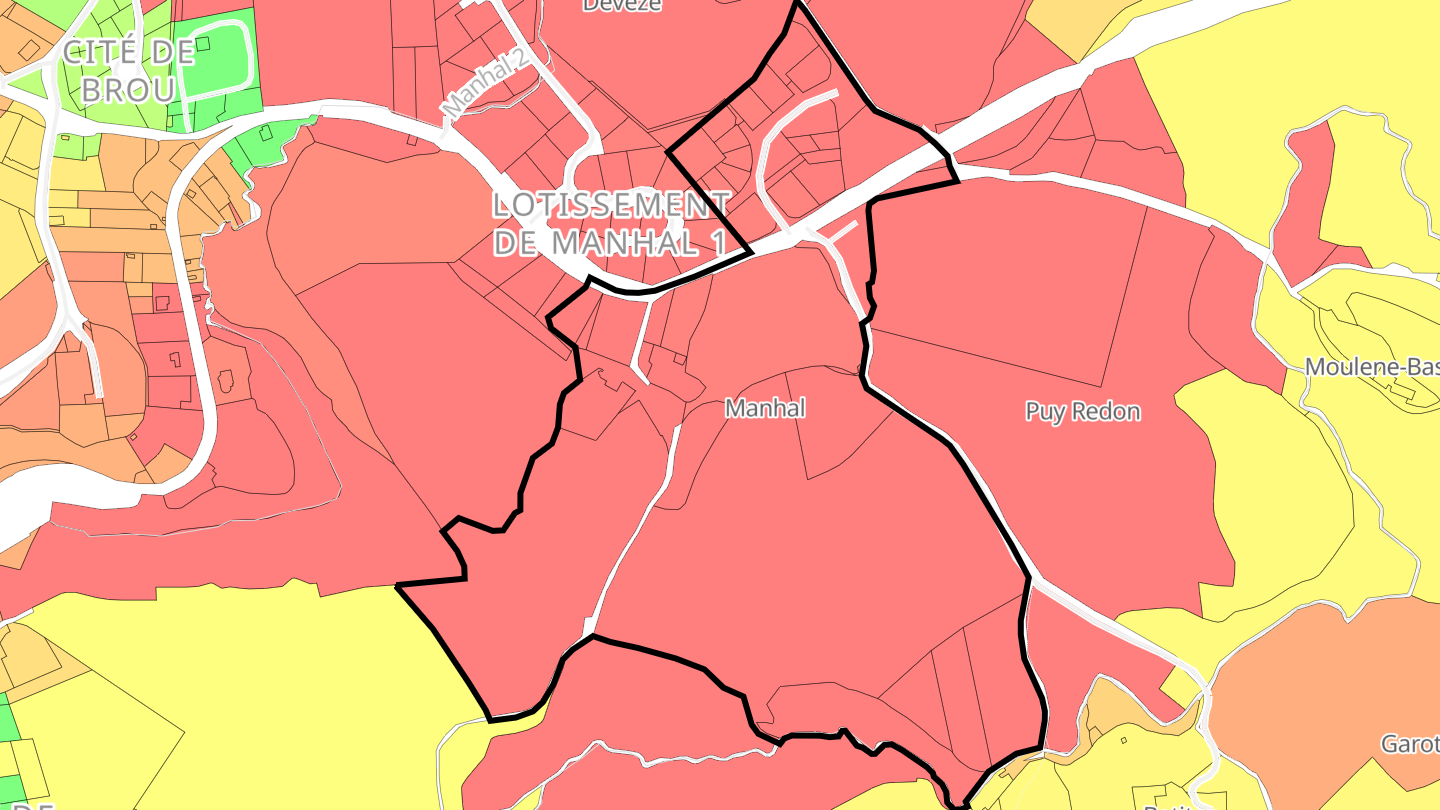Carte des prix de l'immobilier Manhal