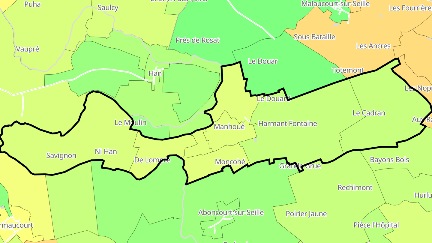 Carte des prix de l'immobilier Manhoué
