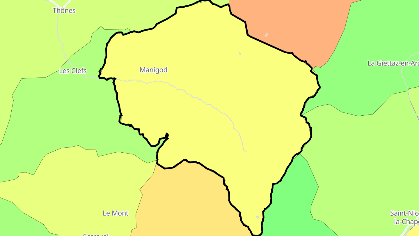 Carte des prix de l'immobilier Manigod