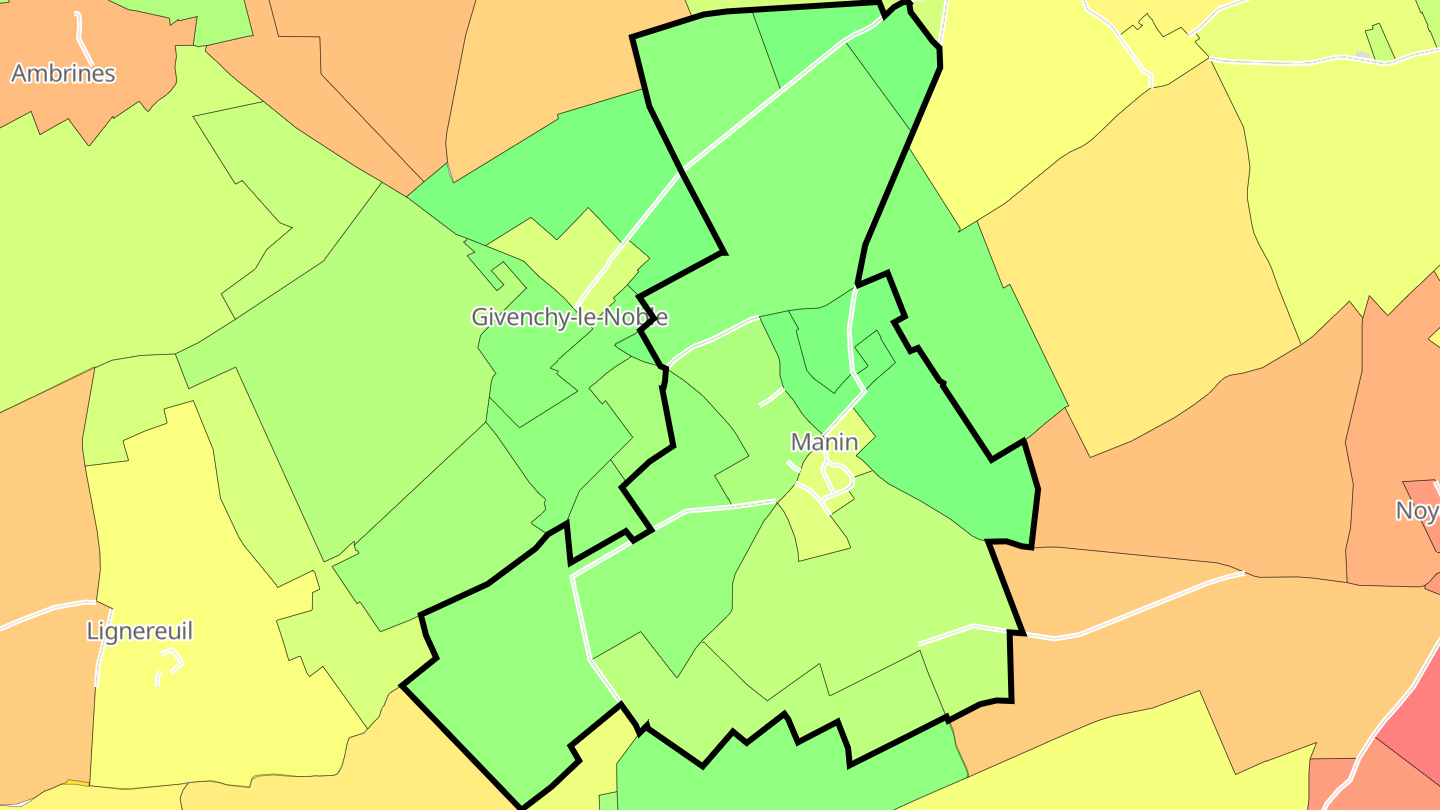 Carte des prix de l'immobilier Manin