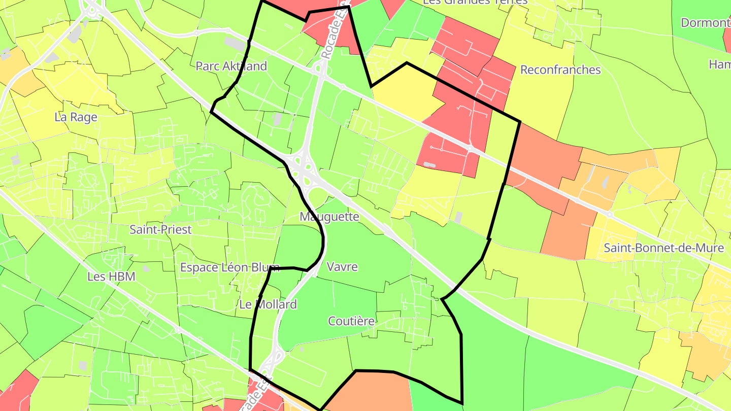 Carte des prix de l'immobilier Manissieux / Mi-Plaine / La Fouillouse